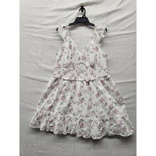 Wild Fable Womens Floral Smocked Tiered Dress Cream Cotton Blend Casual Size XXL