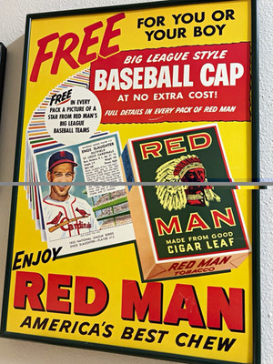 Red Man Vintage Tobacco Advertising Poster Baseball Cap Offer