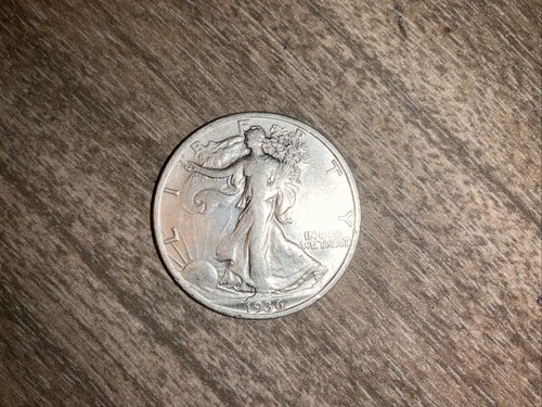 1936 - S walking liberty half dollar Coin Beautiful Details-Almost Uncirculated