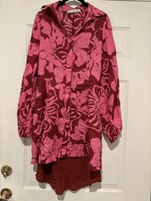 Womens Faithfull the Brand pink linen dress sz 6 #376