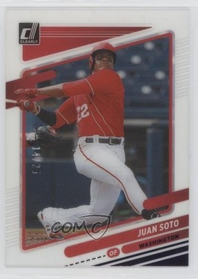 2021 Panini Chronicles Clearly Donruss Purple 14/25 Juan Soto #5 lz7