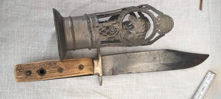 Cuchillo de caza cuchillo de coleccionista cuerno de ciervo cazador herencia jarrón de estaño vidrio