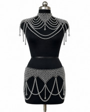 Medieval Aluminum Chainmail Collar and Skirt Set for Women Halloween Costume