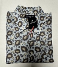 Cremieux Men Shirt Top XL Button 100 Cotton Short Sleeve Floral Blue Beige 75