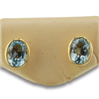 Blau Topas Gold Ohrstecker 585 14 Kt Gelbgold Edelstein Ohrringe Edel Wert 540,-