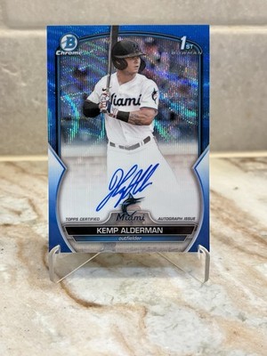2023 1st Bowman Chrome Draft Kemp Alderman Blue Wave Auto /150 CDA-KA Marlins