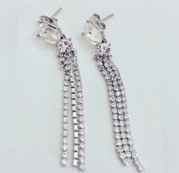 Pendientes colgantes GORJANA plata rodio Kingston cristal en capas formales elegantes Foto 3 de 4