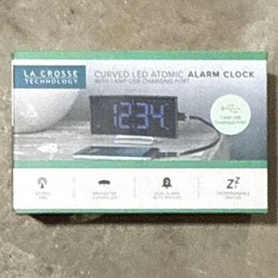 La Crosse Technology 617-2410 Black Digital Atomic Alarm Clock USB Dual Alarm