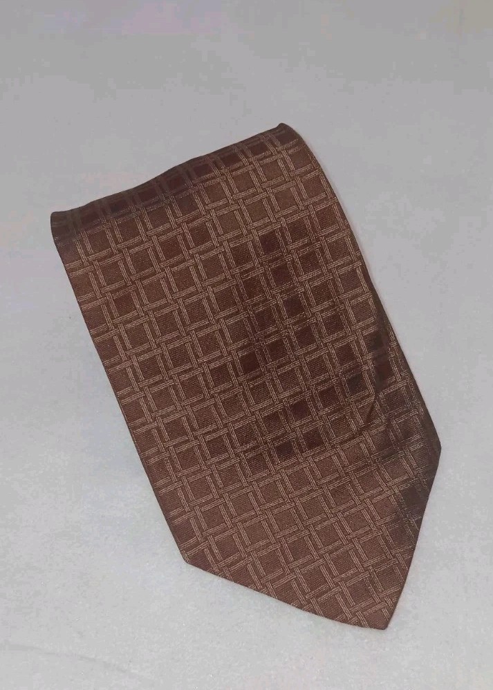 Vintage Karl Lagerfeld Mens Neck Tie Red And Gold Squares