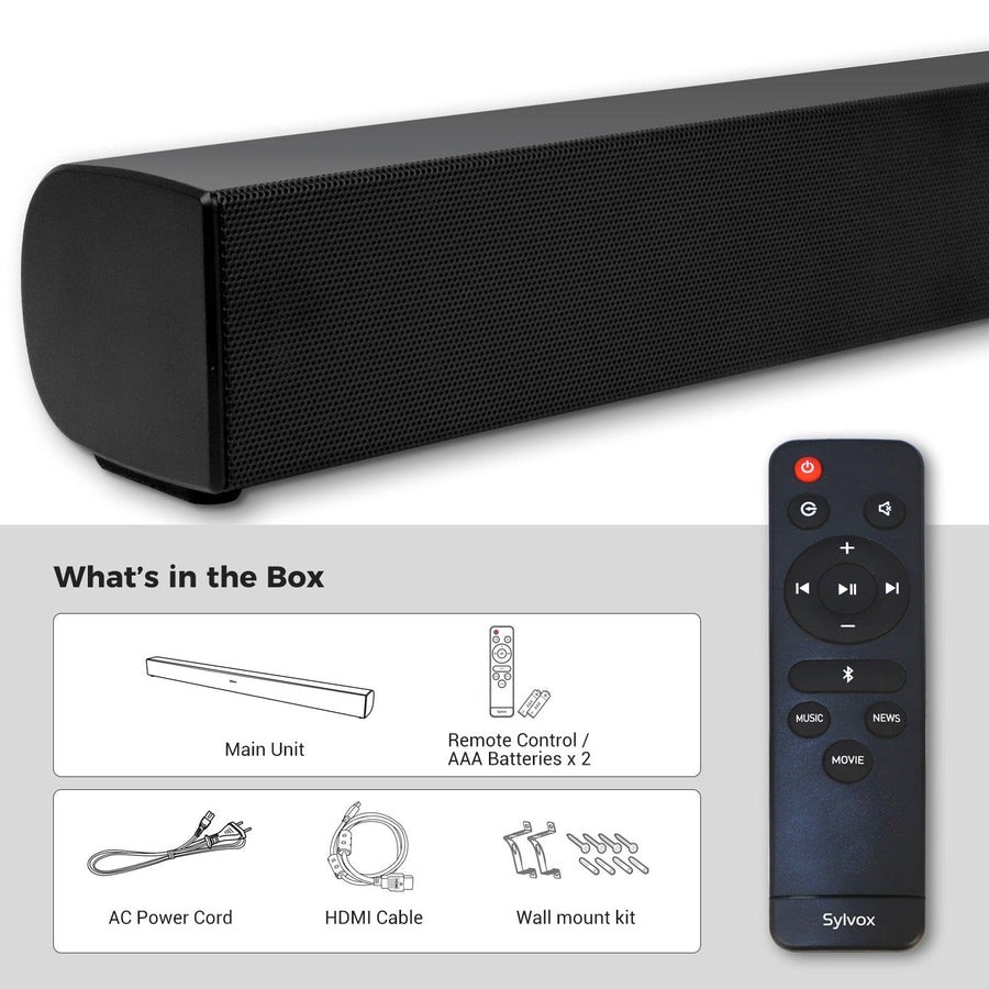 SYLVOX Elf S2 Soundbar Bluetooth 2.0, Waterproof IP65, Outdoor TV Compatible