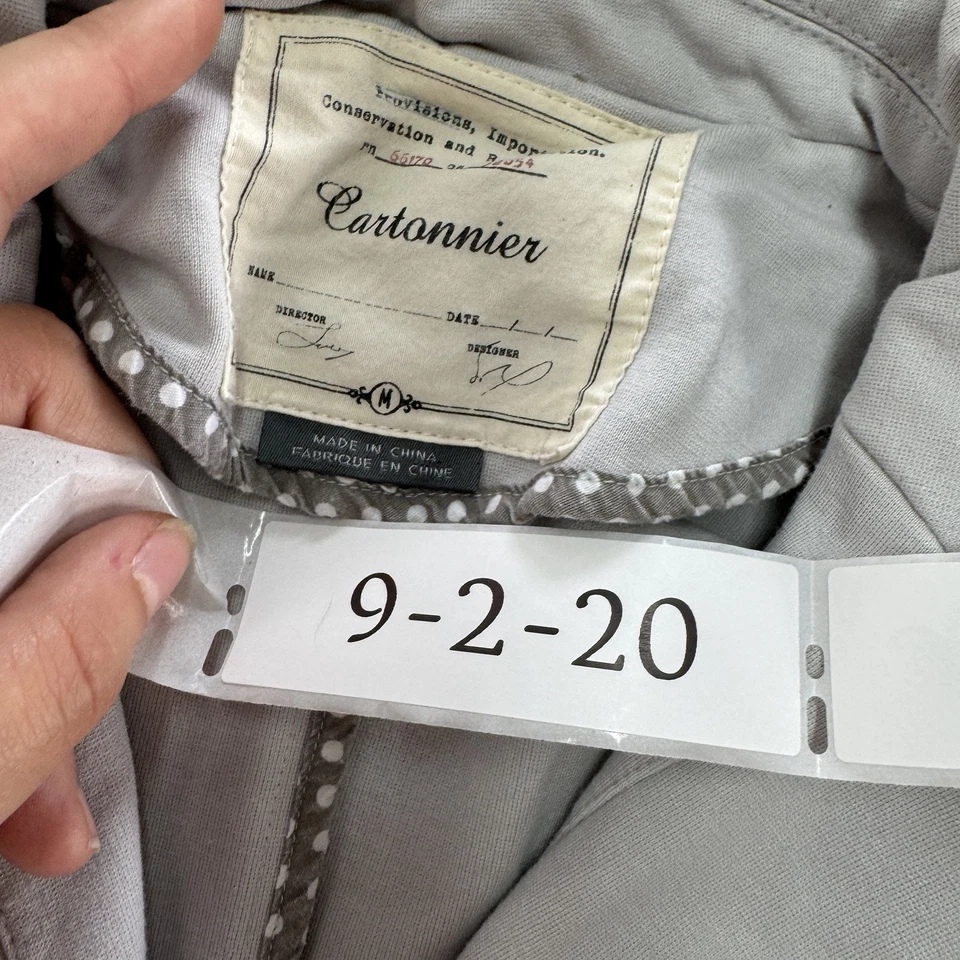 Blazer Cartonnier Mujer Gris Medio Volantes Dobladillo Algodón Chaqueta Anthropologie Foto 3 de 4