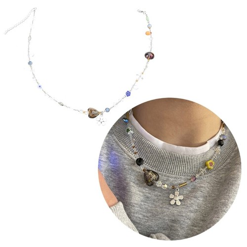 Crystal Beaded Choker Necklace Adjustable Chain Birthday Gifts Dainty Acrylic - Picture 2 of 8
