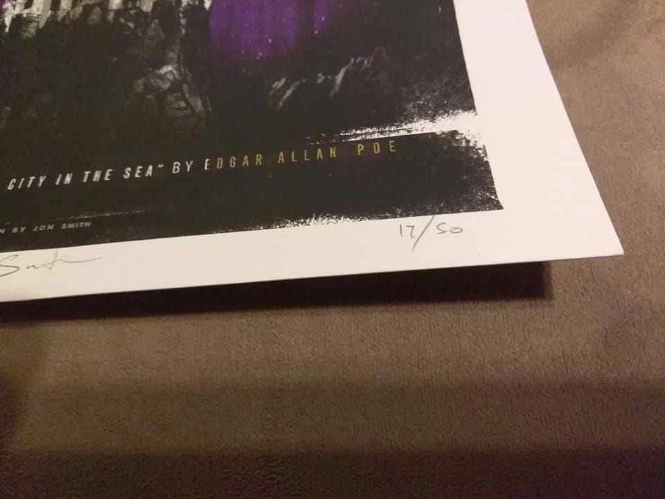 Impresión Edgar Allen Poe de Jon Smith 8,5" x 11", S/N LE 50 CITY BY SEA Foto 3 de 4