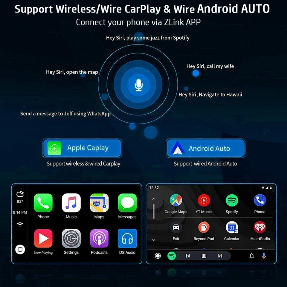 7" Android 14 Carplay Car Stereo Radio GPS Navi WiFi BT 4+64GB Double 2Din - Image 4 of 4