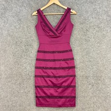 Vintage Review Dress Womens 6 Purple Satin Sleeveless Party Formal V-Neck 23320