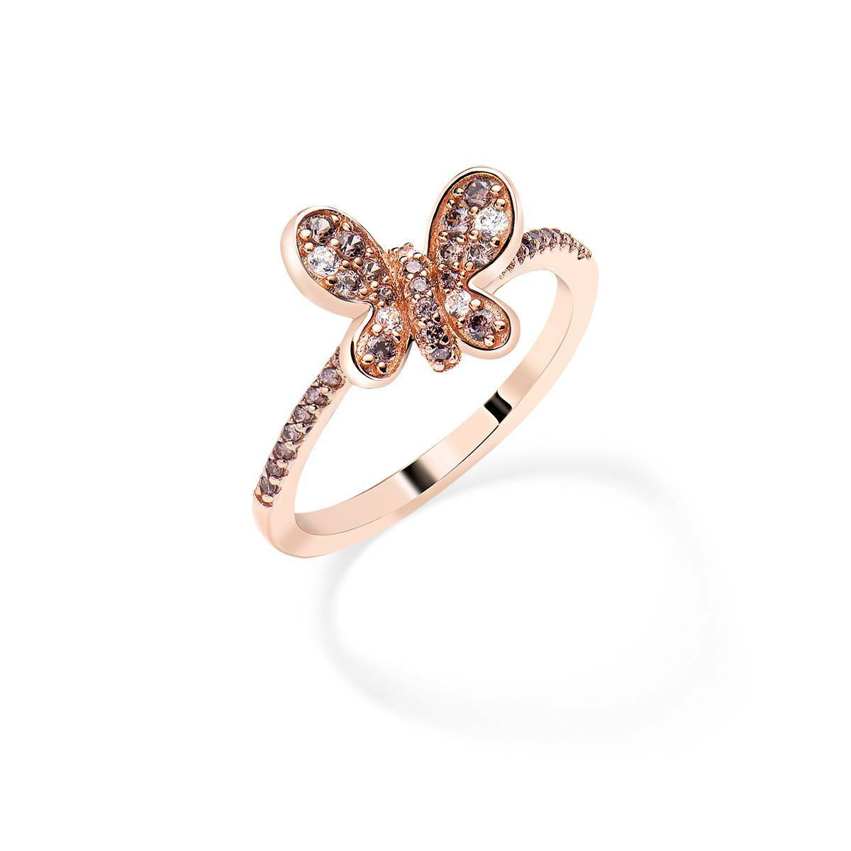 Кольцо Amen Butterfly RBURBM из розового серебра с цирконами коричневого цвета 12 14 Для женщин 16990₽