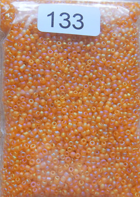 Glasperlen * ROCAILLES 2,3mm * 100gr. * Transparent matt Rainbow orange * (133)