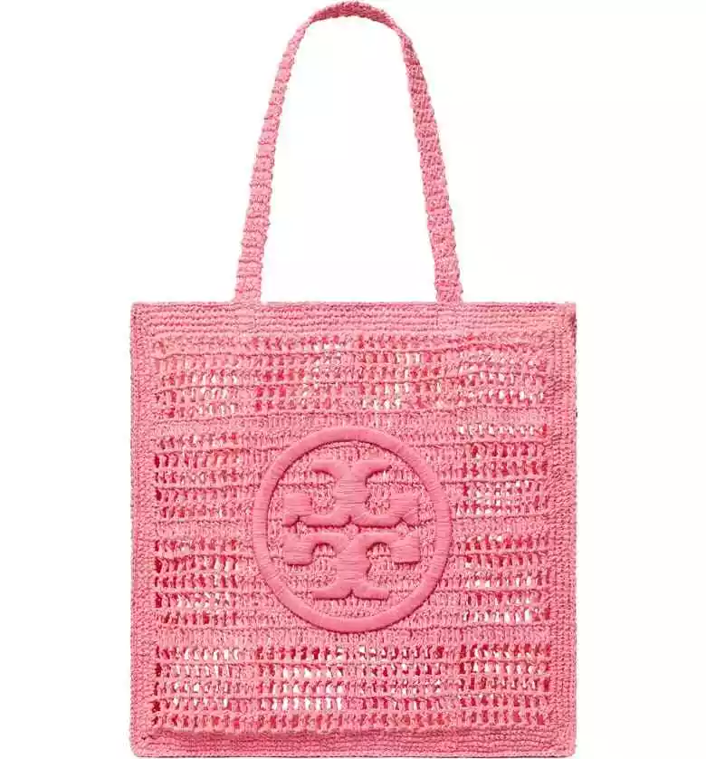 Tory burch top raffia bag