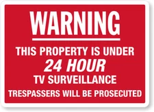 Warning Property Under Surveillance Sign Weatherproof Aluminum 8"x12"