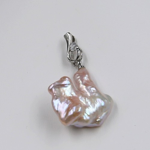 Last One 25 mm white pink Keshi Baroque Pearl Necklace& Pendant 9# - Bild 3 von 4