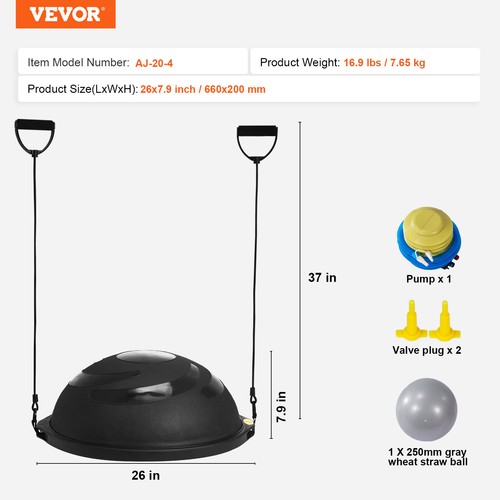 VEVOR Gymnastikball Fitnessball Sportball Yogaball 66cm Halb Schwarz Balance - Bild 7 von 12