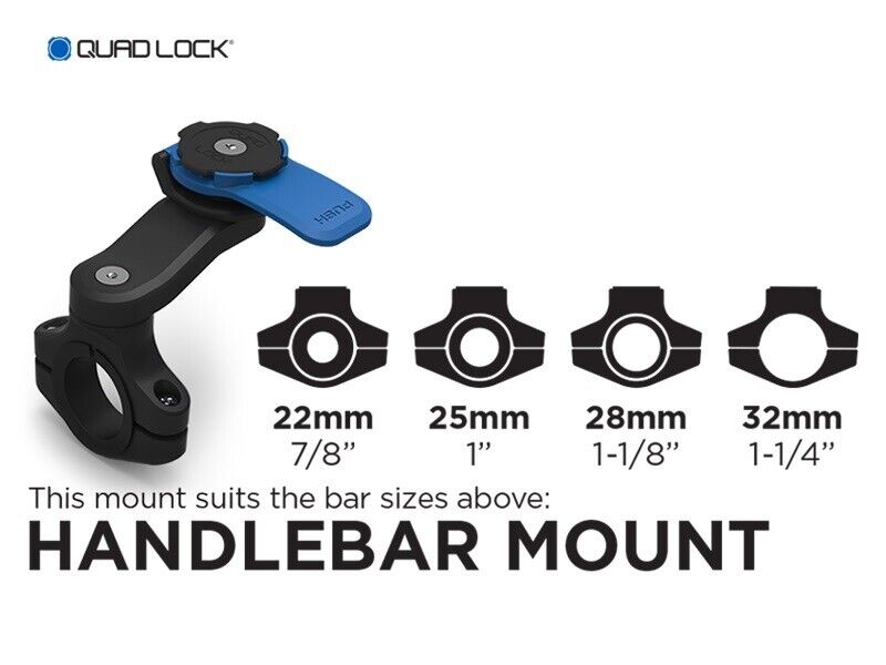 Quad Lock Motorcycle handlebar phone mount QLM-HBR ***FREE EXPRESS  FREIGHT***