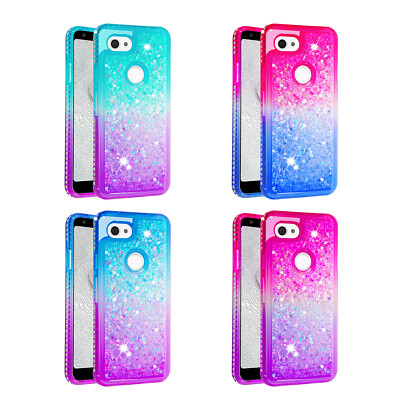 For Google Pixel 3 XL Lite/3a XL/3a/3 Lite Case for Girls Glitter Bling Flowing
