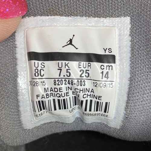 JORDAN FLIGHT ORIGIN 3 BT Cool Gray White 820248-003 Shoes Toddler US Size 8C - Picture 9 of 9
