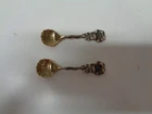 Antique Reed Barton Wild Rose Sterling Silver Salt Serving Spoon 2-1/4" Set of 2