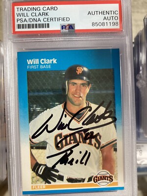 Will   Thrill   Clark Auto Signed On Card 1987 Fleer Rookie Psa Slabbed Giants