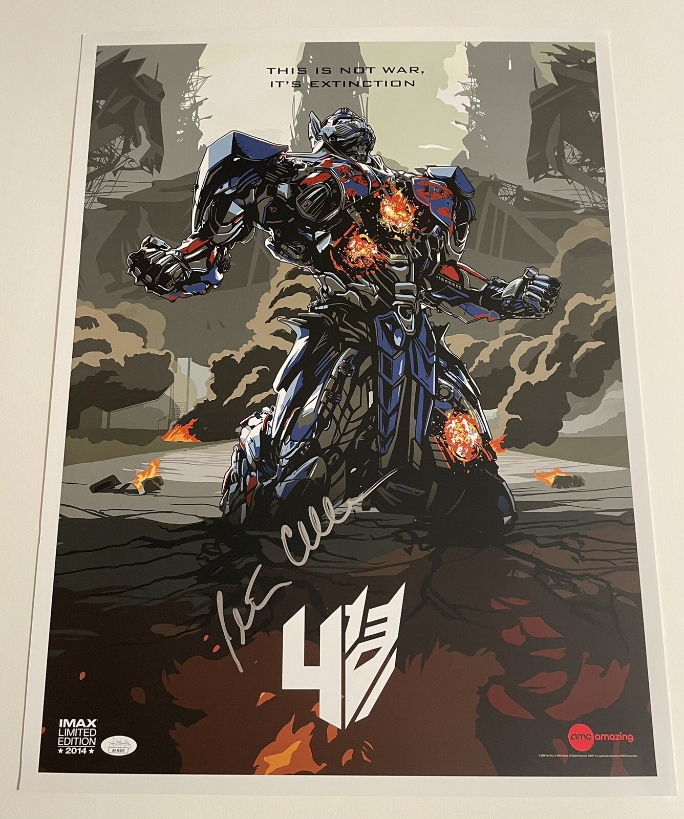 Peter Cullen Autographed Signed 18x24 Transformers 4 Optimus IMAX LE Print JSA COA 