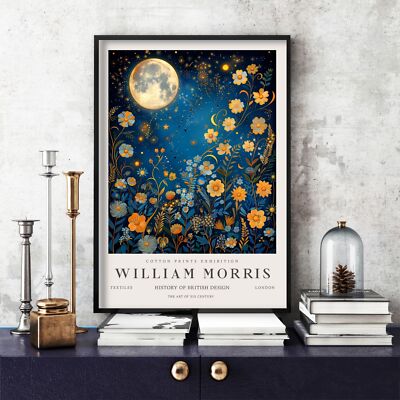 William Morris Druck, Morris Ausstellungsposter, Blue Collection Moon (67e)