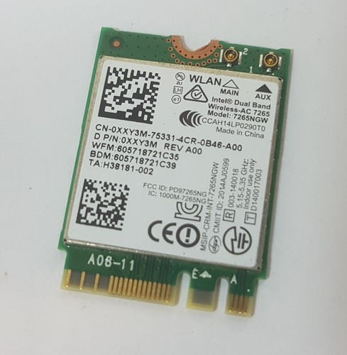 BT + Wlan Wifi Intel Dual Band Wireless-AC 7265 0XXY3M aus Dell Latitude E5550 - 第 1/1 張圖片