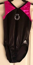 ADIDAS BLACK PINK FOIL STATE CHAMP GK GYMNASTIC LEOTARD CHILD L