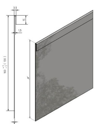 1 m Edelstahl Rasenkante Falz Kiesleiste Beeteinfassung 160 bis 250mm rostfrei