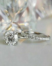 Simulated 2.10CT Round Cut Simulated White Sapphire Anniversary Women's Ring Set