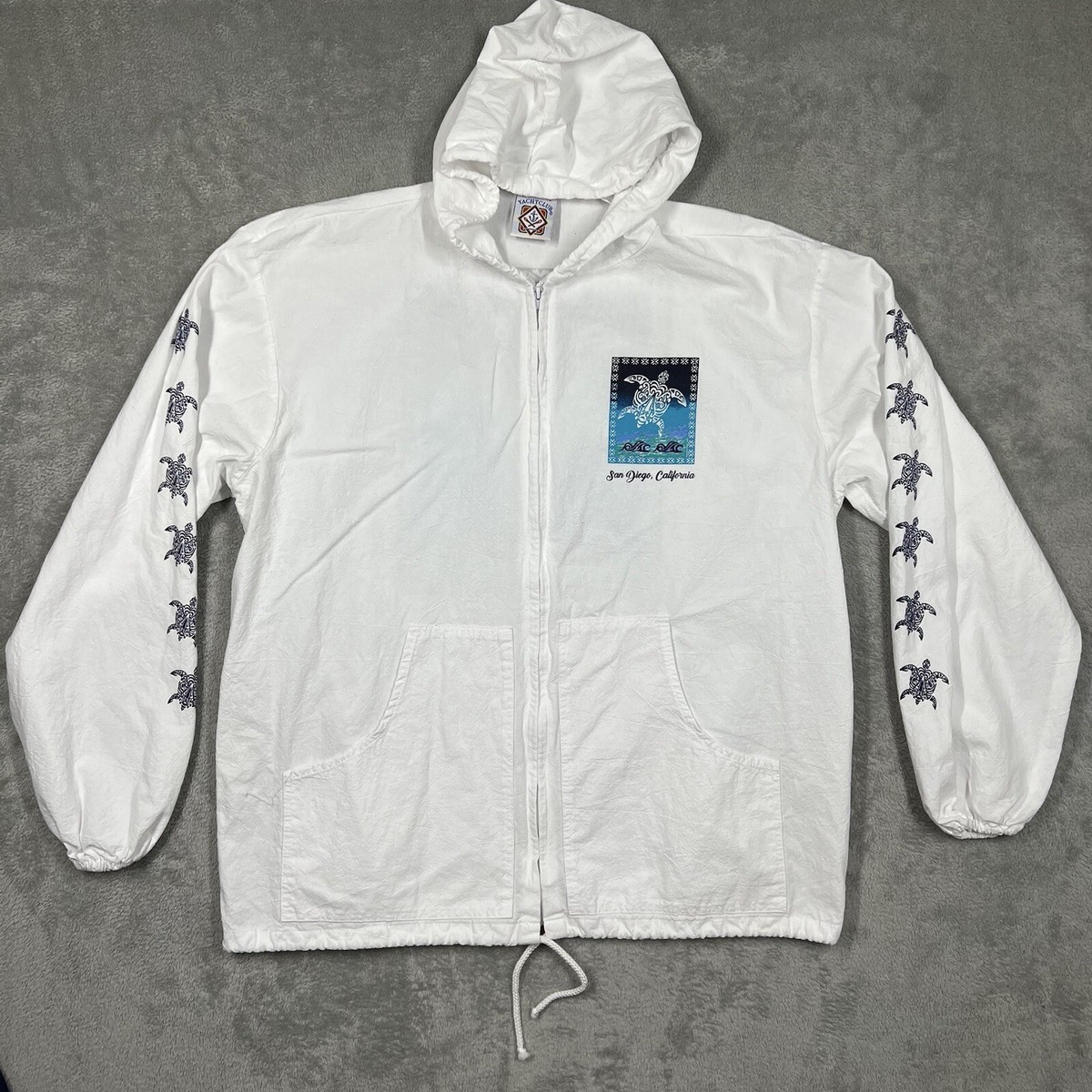Vintage Mens XL Yacht Club San Diego CA Windbreaker Full Zip