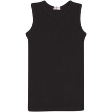 Kids Girls Ribbed Vest Top Black 100% Cotton Fashion Tank Tops T Shirt 5-13 Year