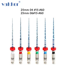 6/pk Vakker Dental Rotary Engine Files NITI Blue Taper Files Assorted 21/25mm