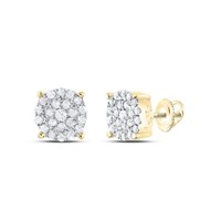 10K Gelbgold Echte Runde Diamant Unisex Cluster Kreis Stecker Ohrringe 1/2 CT
