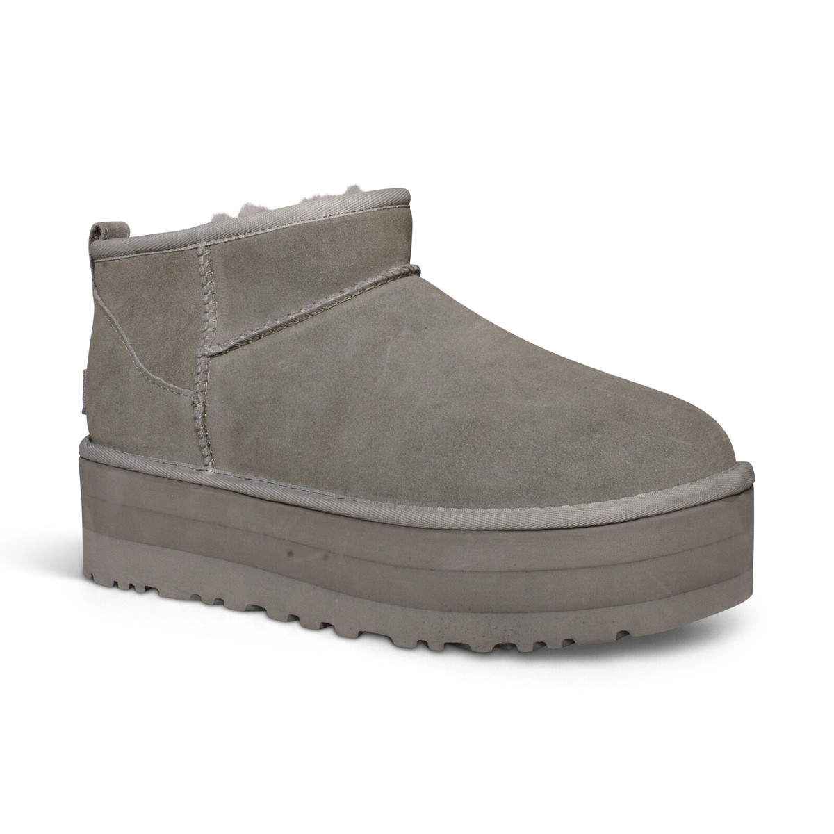 UGG CLASSIC ULTRA MINI PLATFORM MOSS GREEN FUR SUEDE WOMEN'S