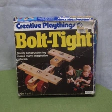 BOLT-TIGHT Construction Toy vtg wooden builder Creative Playthings w/ box 1980s