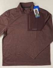 NEW G.H. Bass Men's 1/4 Quarter Zip Fleece Pullover Pocket LARGE RED Mixed Media