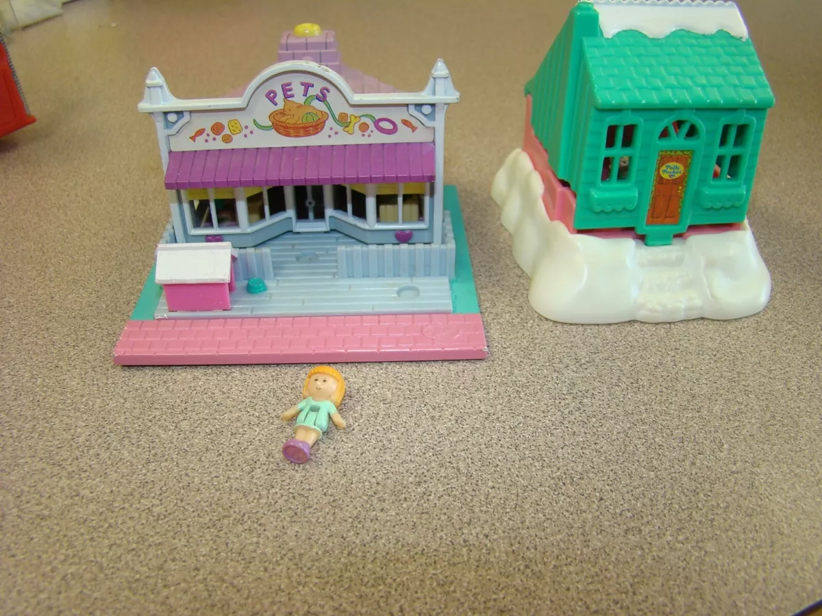 Polly Pocket Pets Shop Vintage Pet blue bird casetta house + 2