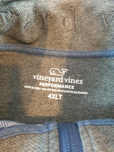 Vineyard Vines Sweater Men's 4XLT Blue Big & Tall Saltwater 1/4 Zip Performance - Picture 2 of 13