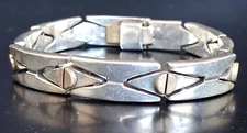 MEN'S  TAXCO  STERLING SILVER  AND BRASS SCREW DESIGN BRACELET