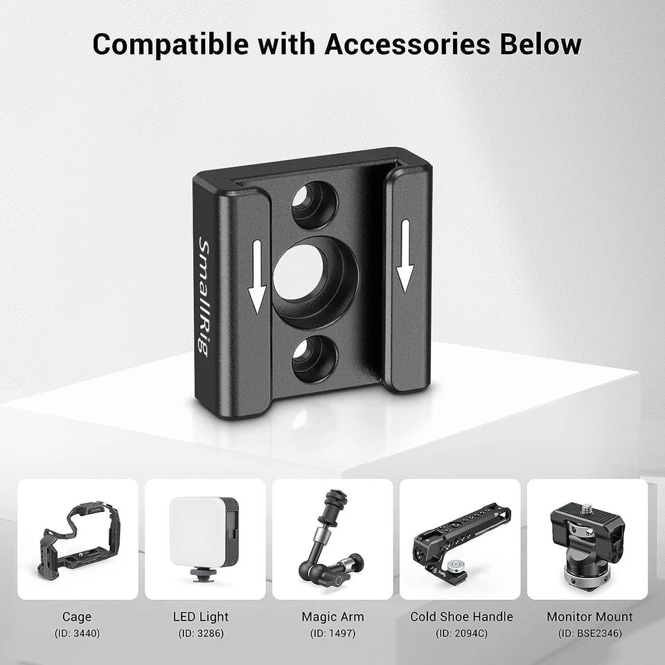 SmallRig Cold Shoe Mount Adapter Bracket Hot Shoe w/ 1/4" Thread for Camera Cage - Image 2 of 4