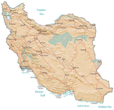 Iran Physical Map GLOSSY POSTER PICTURE PHOTO PRINT BANNER 12614
