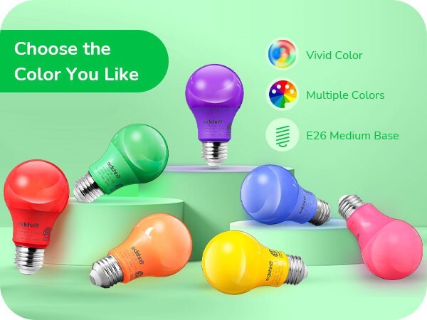 EDISHINE 4-Pack Green Light Bulb A19 LED Light Bulb Decorative LED Green Bulb