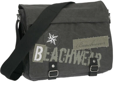Notebook Tasche Herren Beachwear Canvas Schultertasche Laptop Bag 11850 Schwarz